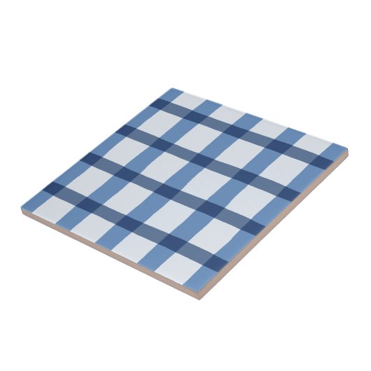 Carreau Motif de plaid bleu et blanc (Côté)