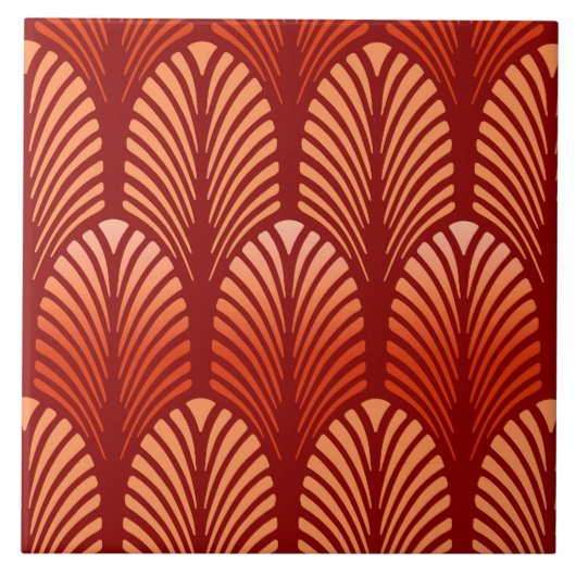Carreau Motif de plume d'art déco, mandarine (Devant)