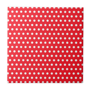 Carreau Motif de point rouge et blanc de polka. Tacheté