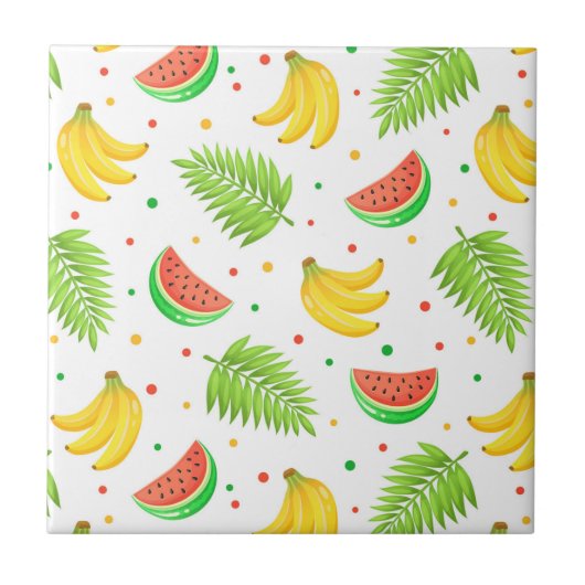 Carreau Motif de Pointe Polka aux fruits tropicaux (Devant)