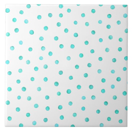 Carreau Motif de points blanc bleu turquoise de confettis (Devant)
