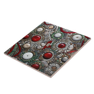 Carreau Motif de points de Noël rouge et blanc