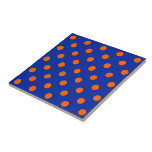 Carreau Motif de points orange sur fond bleu