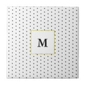 Carreau Motif de points Polka noir et blanc monogramme (Devant)