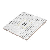 Carreau Motif de points Polka noir et blanc monogramme (Côté)
