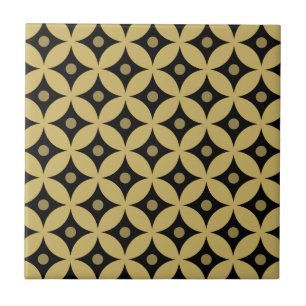 Carreau Motif de pois élégant de cercle de noir et d'or