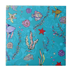 Carreau Motif de poisson turquoise