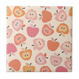 Carreau Motif de pomme rose et orange mignon