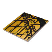 Carreau motif de porte de fer en jaune à Cuba (Côté)