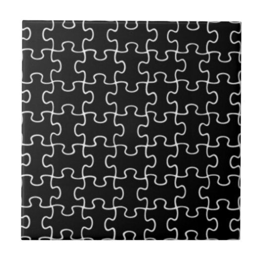 Carreau motif de puzzle noir (Devant)