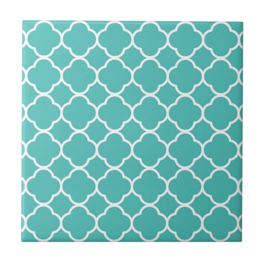 Carreau Motif de Quatrefoil bleu-vert (Devant)