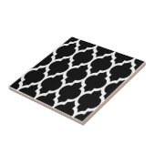 Carreau Motif de Quatrefoil Marocain Noir Blanc #4 (Côté)