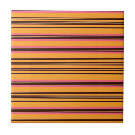 Carreau Motif de rayure horizontale rose orange gras (Devant)