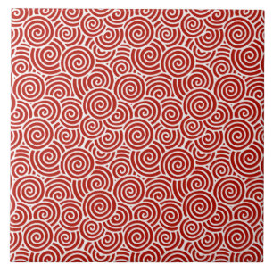Carreau Motif de remous de Japonais - rouge-foncé et blan