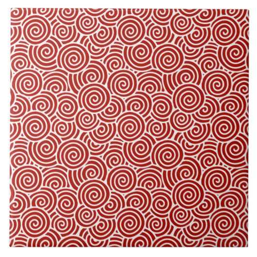 Carreau Motif de remous de Japonais - rouge-foncé et blanc (Devant)