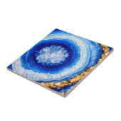 Carreau Motif de résine de géode bleu or (Côté)
