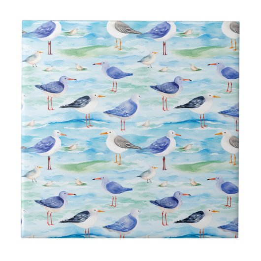 Carreau Motif de rivage de bécasseau côtier (3) (Devant)