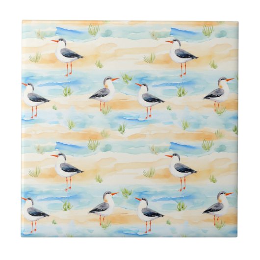 Carreau Motif de rivage de bécasseau côtier (7) (Devant)