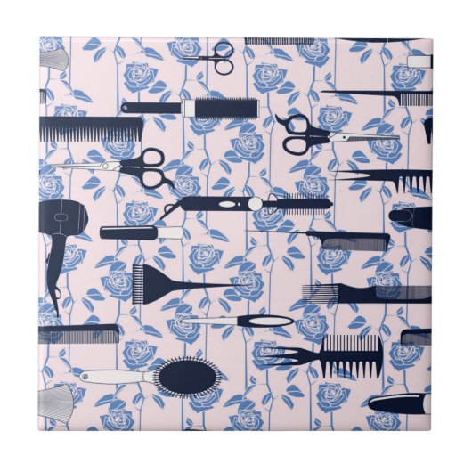 Carreau Motif de rose de bleu de soin de beauté (Devant)