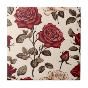 Carreau Motif de Rose rouge Dusty