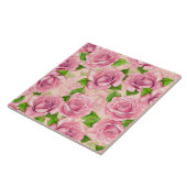 Carreau Motif de roses à l'aquarelle rose (Côté)