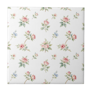 Carreau Motif de roses roses aquarelle romantique