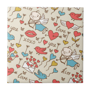 Carreau Motif de Saint-Valentin avec le cupidon