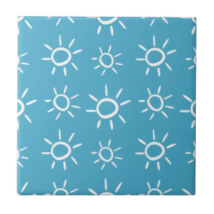 Carreau Motif de soleil ludique d'été Doodle