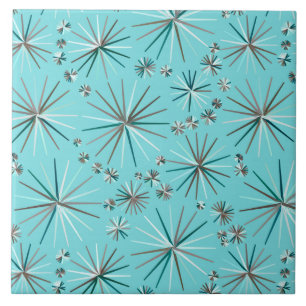 Carreau Motif de Spoutnik de la moitié du siècle, bleu des