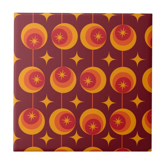 Carreau Motif de Starbursts du milieu du siècle sur les ce (Devant)