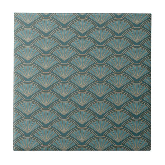 Carreau Motif de style Art déco en bleu turquoise (Devant)