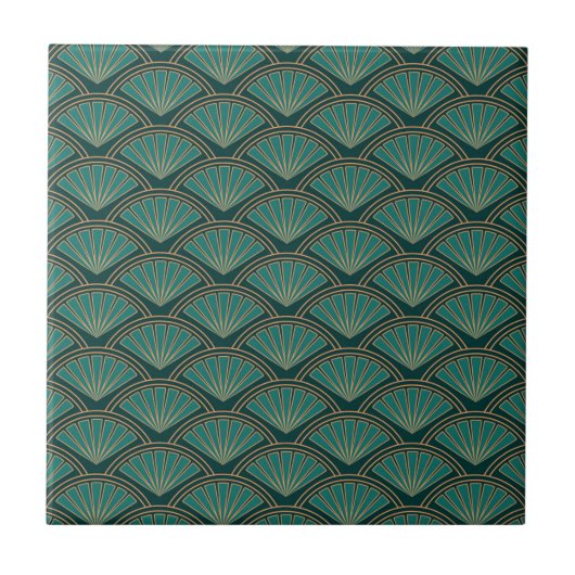 Carreau Motif de style Art déco en vert turquoise (Devant)