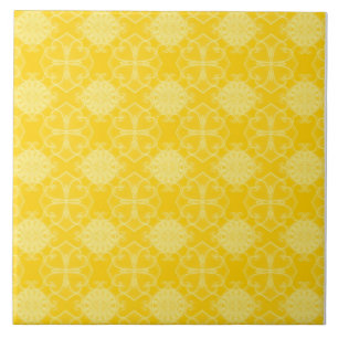 Carreau Motif de style méditerranéen : Jaune et Blanc
