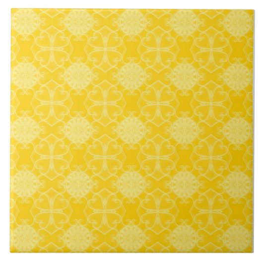 Carreau Motif de style méditerranéen : Jaune et Blanc (Devant)