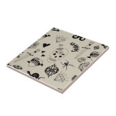 Carreau Motif de tatouage à main noir et beige (Côté)