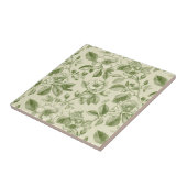 Carreau Motif de toile botanique vintage vert (Côté)