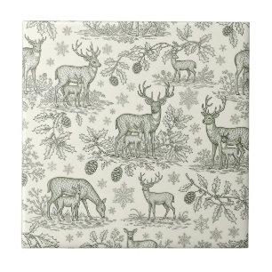 Carreau Motif de toile de cerf de forêt hivernale