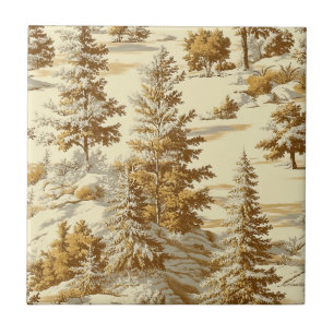 Carreau Motif de Toile de Jouy Forêt d'Hiver (7)