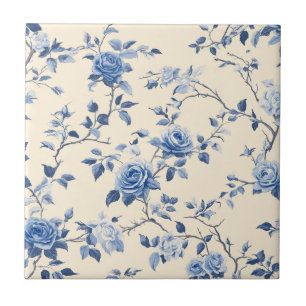Carreau Motif de toile florale vintage bleu (6)