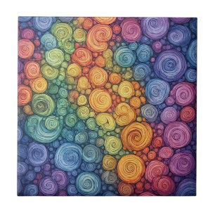 Carreau Motif de tourbillon de gribouillis abstrait coloré