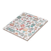 Carreau Motif de touristes en pastel (Côté)