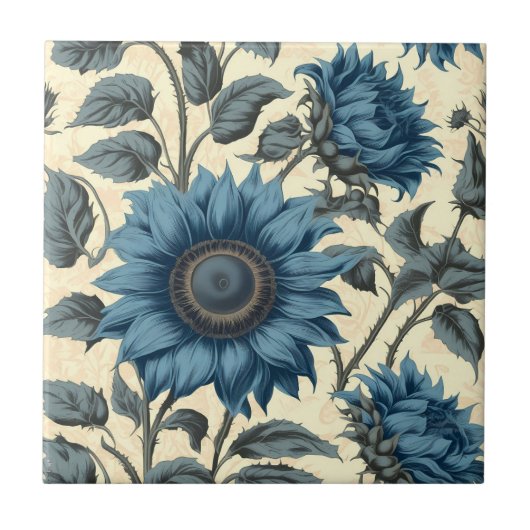 Carreau Motif de tournesols bleus (Devant)