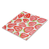 Carreau Motif de tranches de fraise d'aquarelle (Côté)