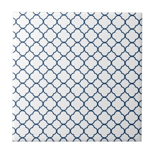 Carreau Motif de trèfle de Quatrefoil : Bleu marine (Devant)