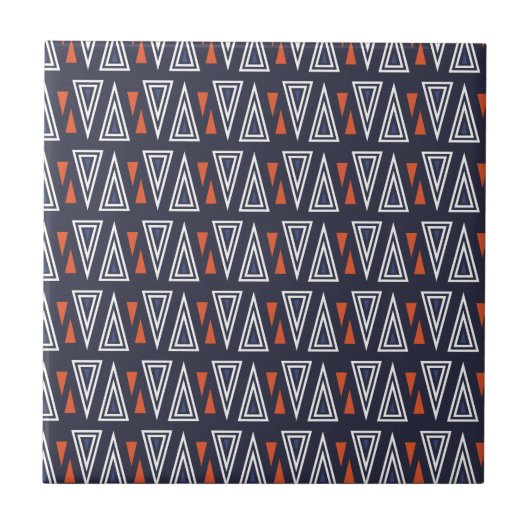 Carreau Motif de triangles géométriques bleu foncé et roug (Devant)