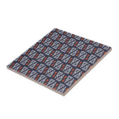 Carreau Motif de triangles géométriques bleu foncé et roug (Côté)