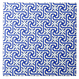 Carreau Motif de tuile, blanc et bleu de cobalt égyptiens