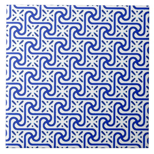Carreau Motif de tuile, blanc et bleu de cobalt égyptiens (Devant)