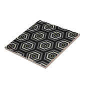 Carreau Motif de tuile noire Hexagon Penny Hex (Côté)