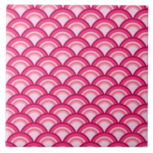 Carreau Motif de vague Art Déco - fuchsia et corail